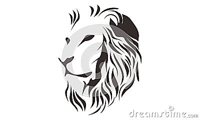 LION HEAD LINE ART DRAWING ILLUSTRATION Stock Photo