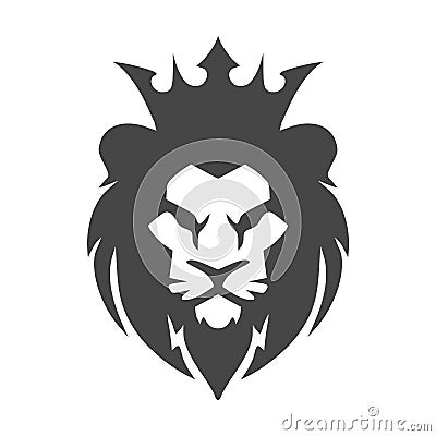 Lion head logo or icon in one color Vector Illustration