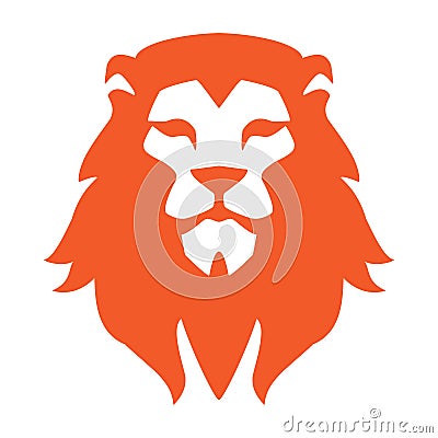 Lion head logo or icon in one color. Vector illustration. Cartoon Illustration