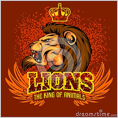 Lion head mascot - vector illustration for sport Vector Illustration