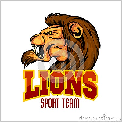 Lion head mascot - vector illustration for sport Vector Illustration