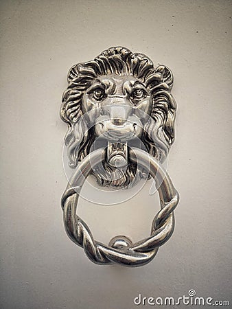 Lion head metal door knocker Stock Photo