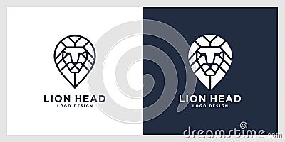 Lion head mono line logo vector Vector Illustration