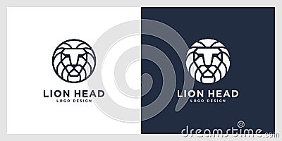 Lion head mono line logo vector Vector Illustration