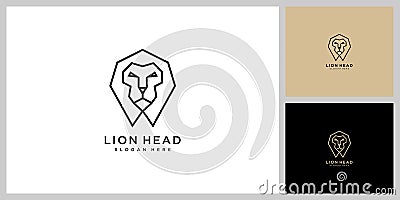 lion head mono line logo vector Vector Illustration