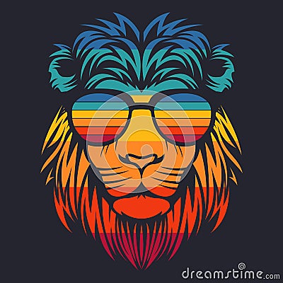 Lion head retro eyeglasses vector illustration Vector Illustration