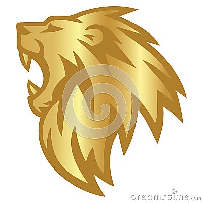 Lion Head Roaring Gold Golden Logo Design Vector Vector Illustration