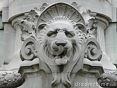 Lion Head in a Sculpture Stock Photo