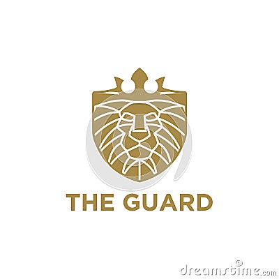 Lion head shield logo template design. Vector illustration. - Vector Cartoon Illustration