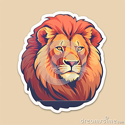 Lion Head Sticker Vector Design Illustration Cartoon Illustration