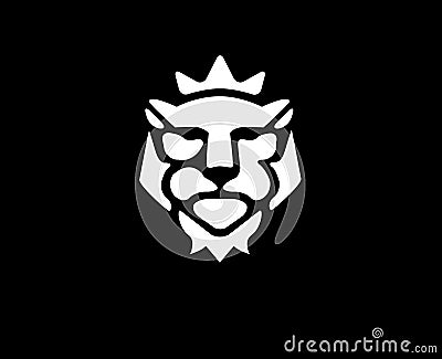 Lion kings head logo in black background Vector Illustration