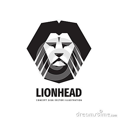 Lion head - vector logo template creative illustration. Animal wild cat face graphic icon sign. Pride, strong, power concept symbo Vector Illustration