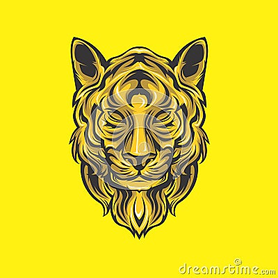 Golden lion head Vector Illustration