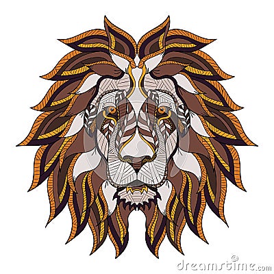 Lion head zentangle, doodle stylized, vector, illustration, hand Vector Illustration