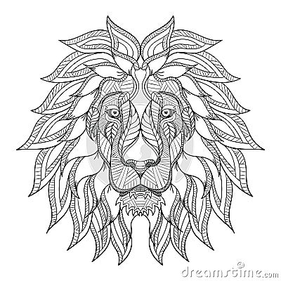 Lion head zentangle, doodle stylized, vector, illustration, hand Vector Illustration