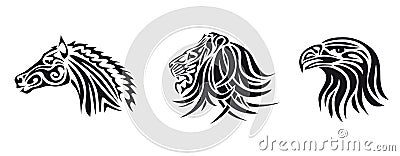 Lion, horse, eagle Cartoon Illustration