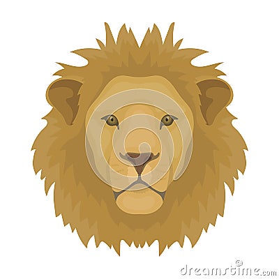 Lion icon in cartoon style isolated on white background. Realistic animals symbol stock vector illustration. Vector Illustration