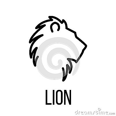 Lion icon or logo in modern line style. Cartoon Illustration