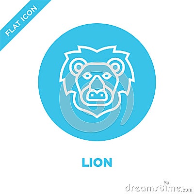 lion icon vector from animal head collection. Thin line lion outline icon vector illustration. Linear symbol for use on web and Vector Illustration