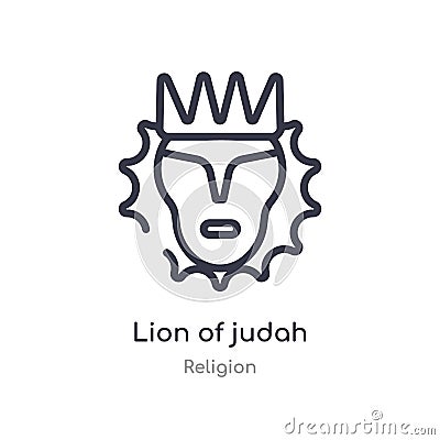 lion of judah outline icon. isolated line vector illustration from religion collection. editable thin stroke lion of judah icon on Vector Illustration