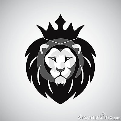 Lion King with Crown Logo Vector Illustration