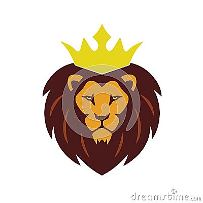 Lion King Gold Crown Logo Vector Illustration