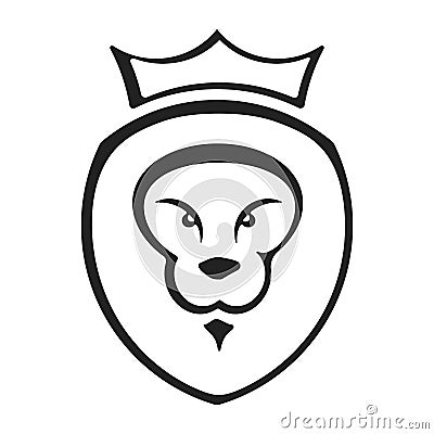 Lion king icon in flat style and geometric forms. Vector Illustration