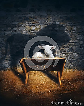 Lion and Lamb nativity Stock Photo