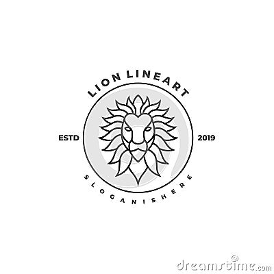 Lion Line illustration vector Design template Vector Illustration