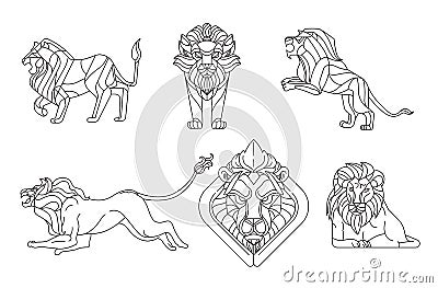 Lion, Line vector. Vector Illustration