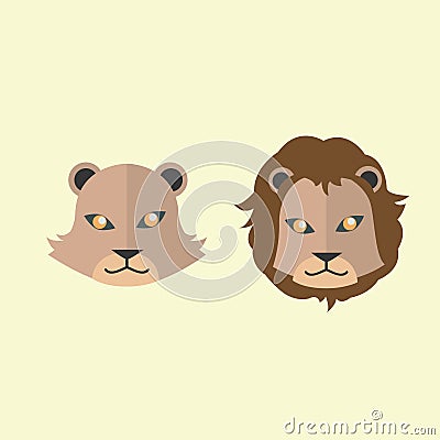 lion and lioness. Vector illustration decorative design Vector Illustration