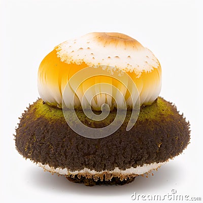 The lion mane mushroom is isolated on a white background. Stock Photo