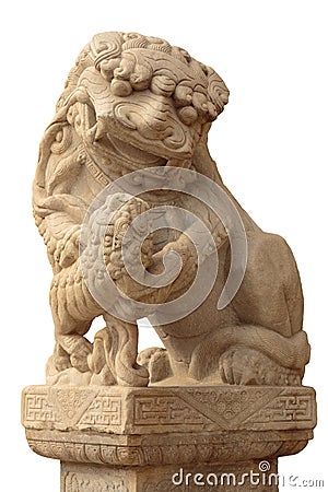 Lion marble face, Chinese Lion, stone carving sculpture, the symbol of Power, by Chinese. Stone Lion sculpture Stock Photo