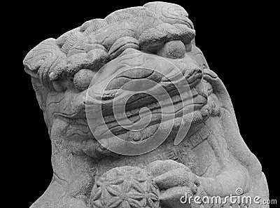 Lion marble face, Chinese Lion, stone carving sculpture, the symbol of Power, by Chinese. Stone Lion sculpture Stock Photo