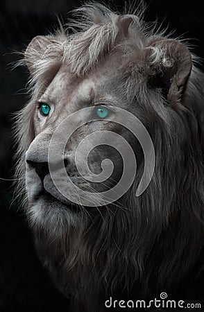 White Lion blue eyes Stock Photo