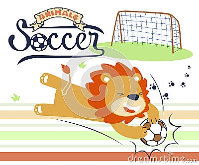 Lion playing soccer on white background Vector Illustration