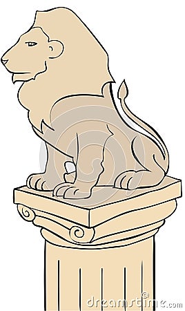 Lion plinth Vector Illustration