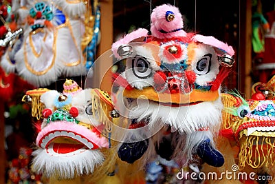 Lion Puppets for Lantern Festival Stock Photo