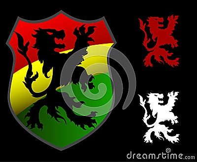 Lion rastafarian shield Vector Illustration