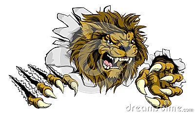 Lion ripping through background Vector Illustration