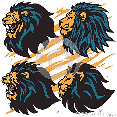 Lion Roar Logo Set Collection. Premium Design Vector Mascot Illustration Pack Vector Illustration