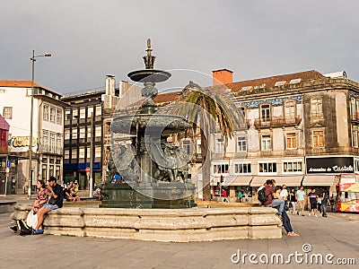 Lion`s Fountain, Porto, Portugal Editorial Stock Photo