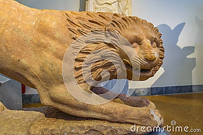 Lion Sculpture, Archaeological Museum of Athens Editorial Stock Photo