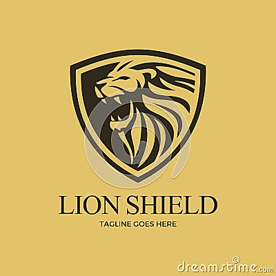 Lion Shield Vector Art Logo Template Light Background Vector Illustration