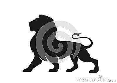 Lion silhouette icon, side view. symbol of courage, bravery and power Vector Illustration