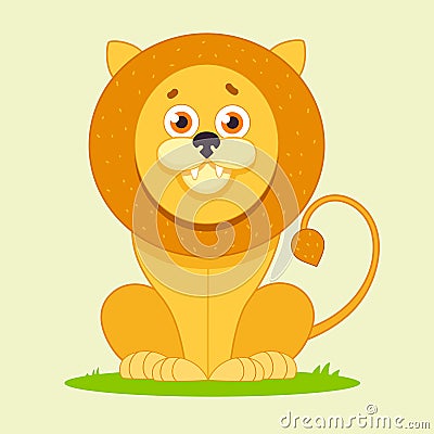 Lion sitting and smiling Vector Illustration