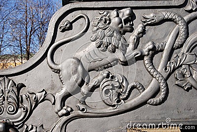 Lion and snake. King Cannon in Moscow Kremlin. Stock Photo