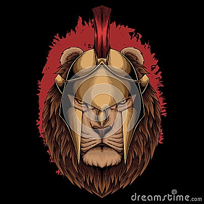 Lion sparta helmet vector illustration Vector Illustration