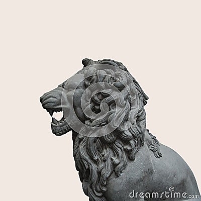 A Lion Statue Cutout as Design Element Stock Photo