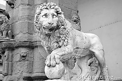 Lion statue Florence Tuscany italy Stock Photo